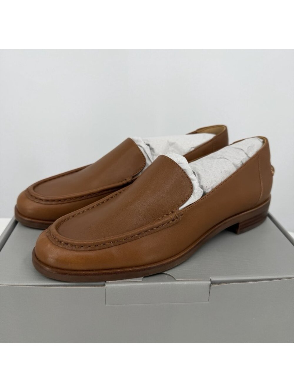 Everlane The Modern Loafer in Camel-Tan Leather sz Stacked Heel Cushioned